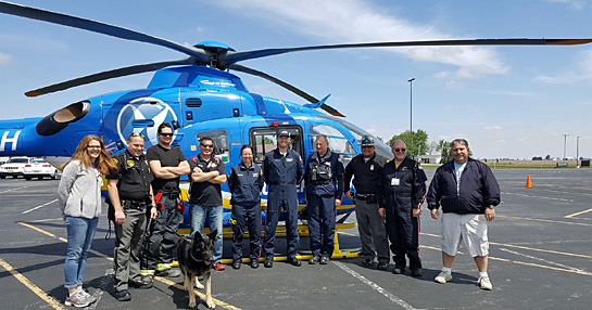 Van Wert Medical Services employees Anne Dunn and Dr. Mark Miller with members of the Lutheran Mobile ICU. (Lincolnview photo)