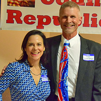 Ohio Republican Chairman Jane Timken with Van Wert County Central Committee Chair Thad Lichtensteiger. Dave Mosier/Van Wert independent