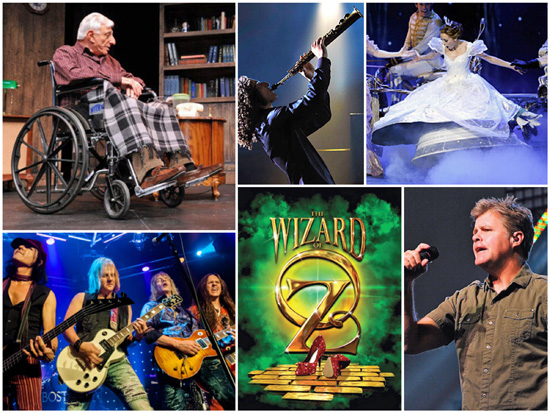 Highlight acts and shows for the 2017-18 season at the Niswonger Performing Arts Center of Northwest Ohio include (top row, from the left) Jamie Farr in Tuesdays with More, Kenny G, Cinderella; (bottom row) Bostyx, the Wizard of Oz, and Lonestar. (photos submitted)