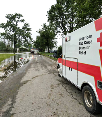 The local Red Cross disaster response vehicle is shown at a flooding site in the county. (photo submitted)