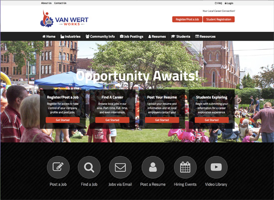 The improved Van Wert Works website provides much more information for companies, job seekers, and students. 